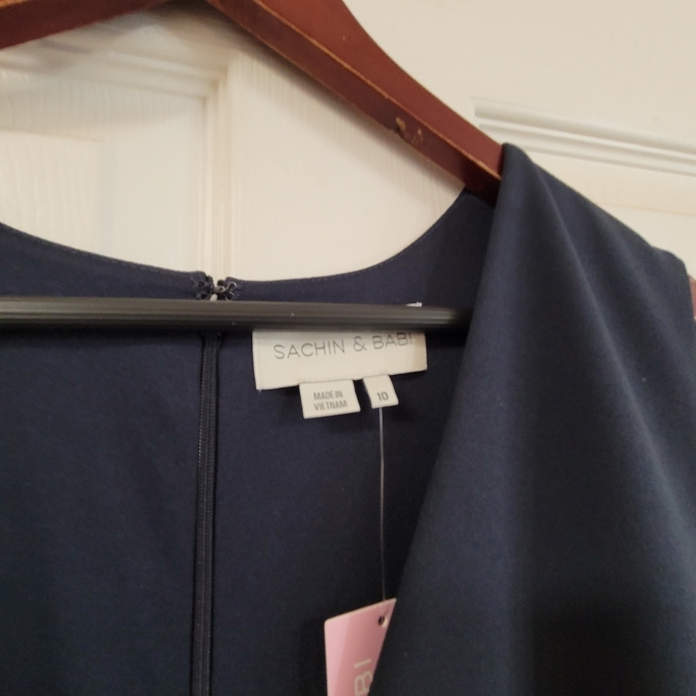 New Sachin & Babi Navy Blue Sleevless Deep V Neck Formal Maxi Gown Dress 10 - Picture 7 of 8